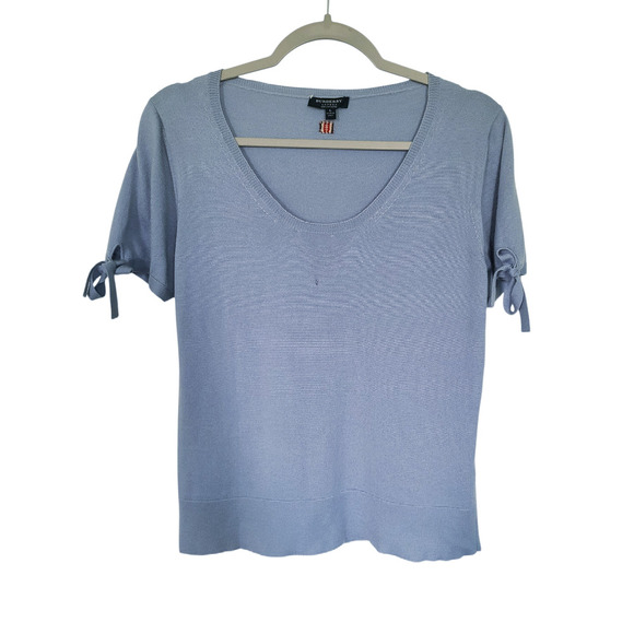Burberry London 100% Cashmere Lightweight Short Sleeve Top Size Large FLAWED - Picture 1 of 8
